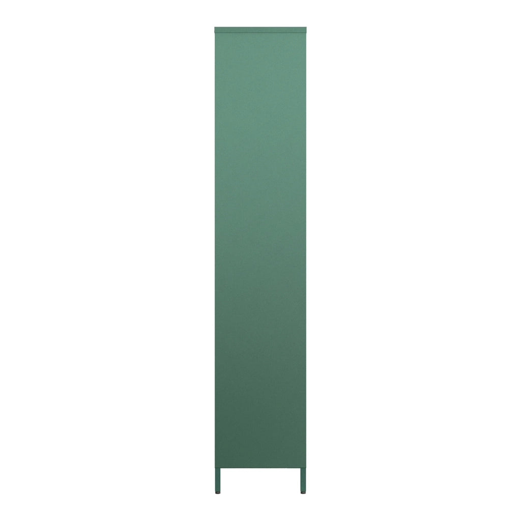 Mobiletto/scaffale in acciaio e vetro con ante in vetro 180 x 80 x 35 cm verde abete 03_0008938