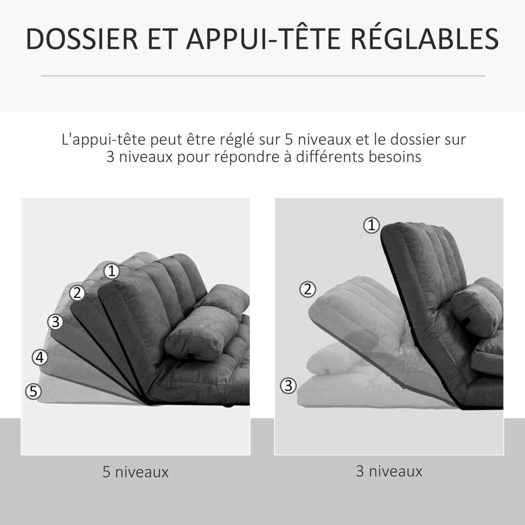 Divano letto reclinabile ¨C zephmum ¨C grigio, con materasso