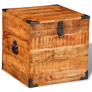 Cassapanca di Stoccaggio-Baule-Cassa a Cubo in Legno Ruvido di Mango