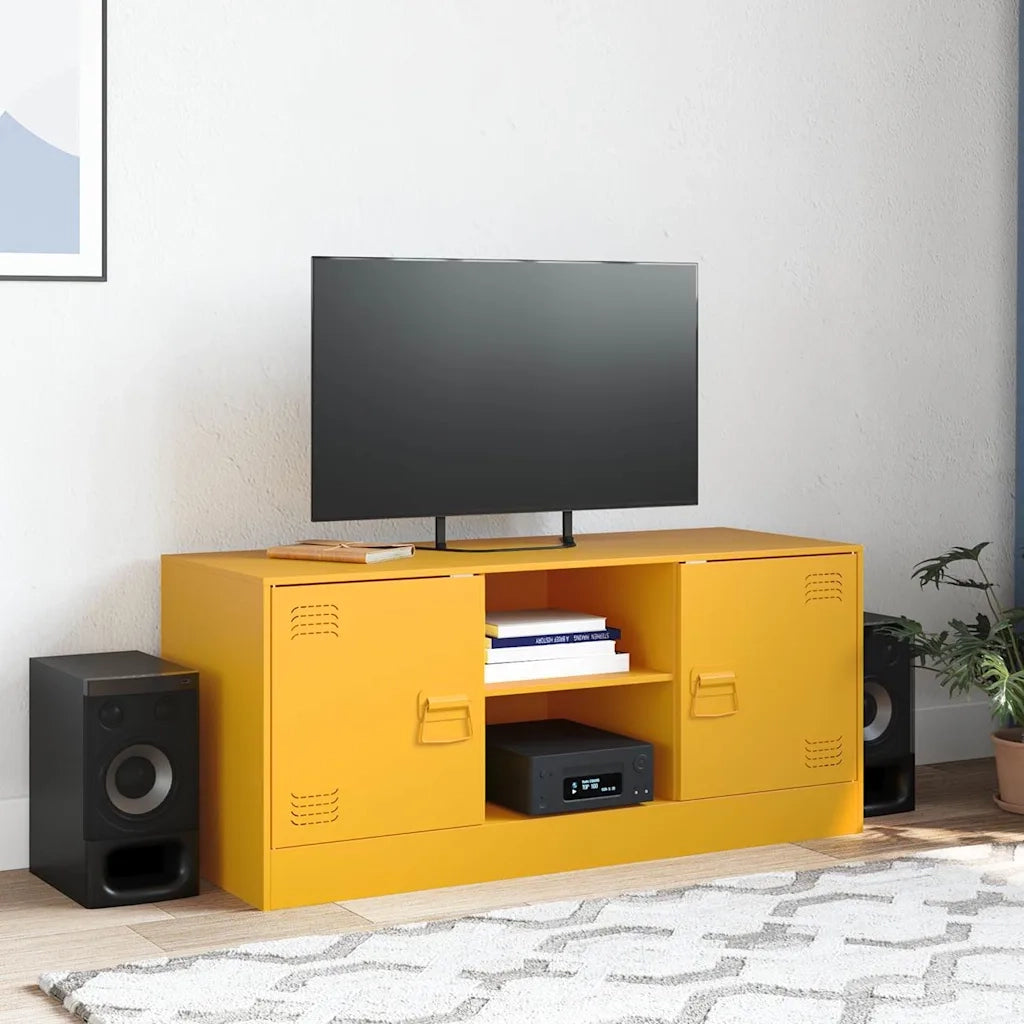 Mobile Porta TV Giallo Senape 99x39x44 cm in Acciaio 841688