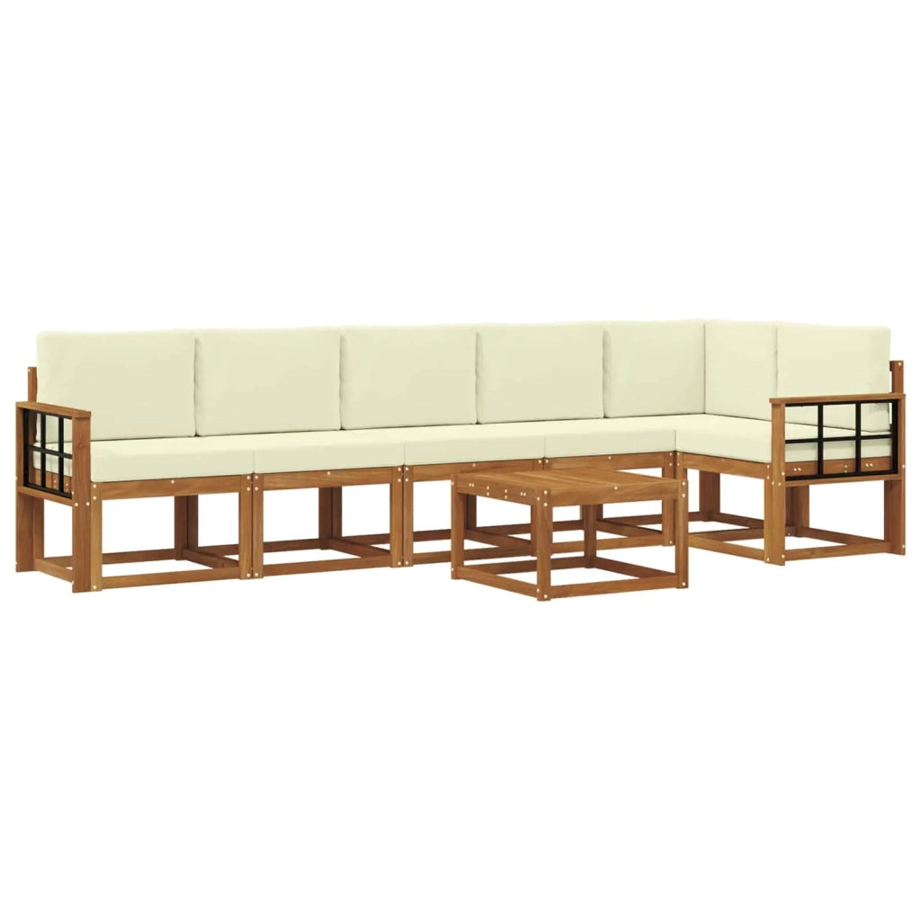 Set di divani da esterno con cuscino 7 pcs Naturale e Crema 3366508
