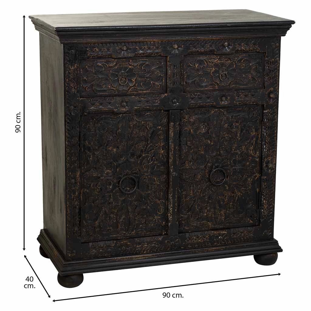 Aparador de madera negro 90x40x90 cm