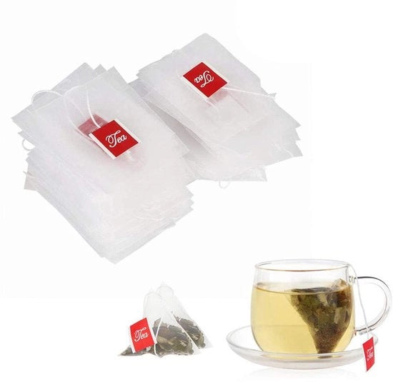 Set di infusori in nylon 100 pz - sacchetti per tisane con corda e filtro - resistente al calore - adatti per tisane e spezie