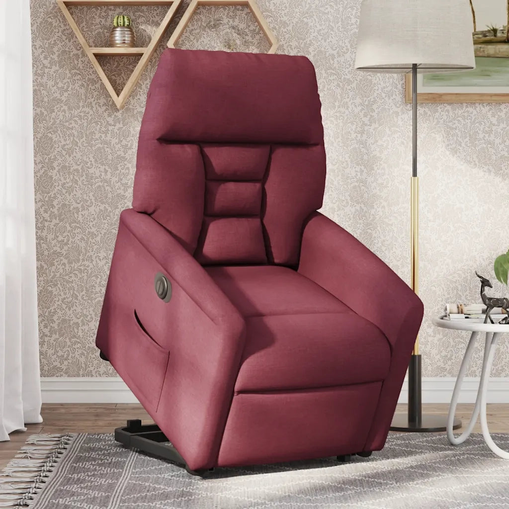 Poltrona Alzapersona Reclinabile Elettrica Rosso Vino Tessuto 3303055