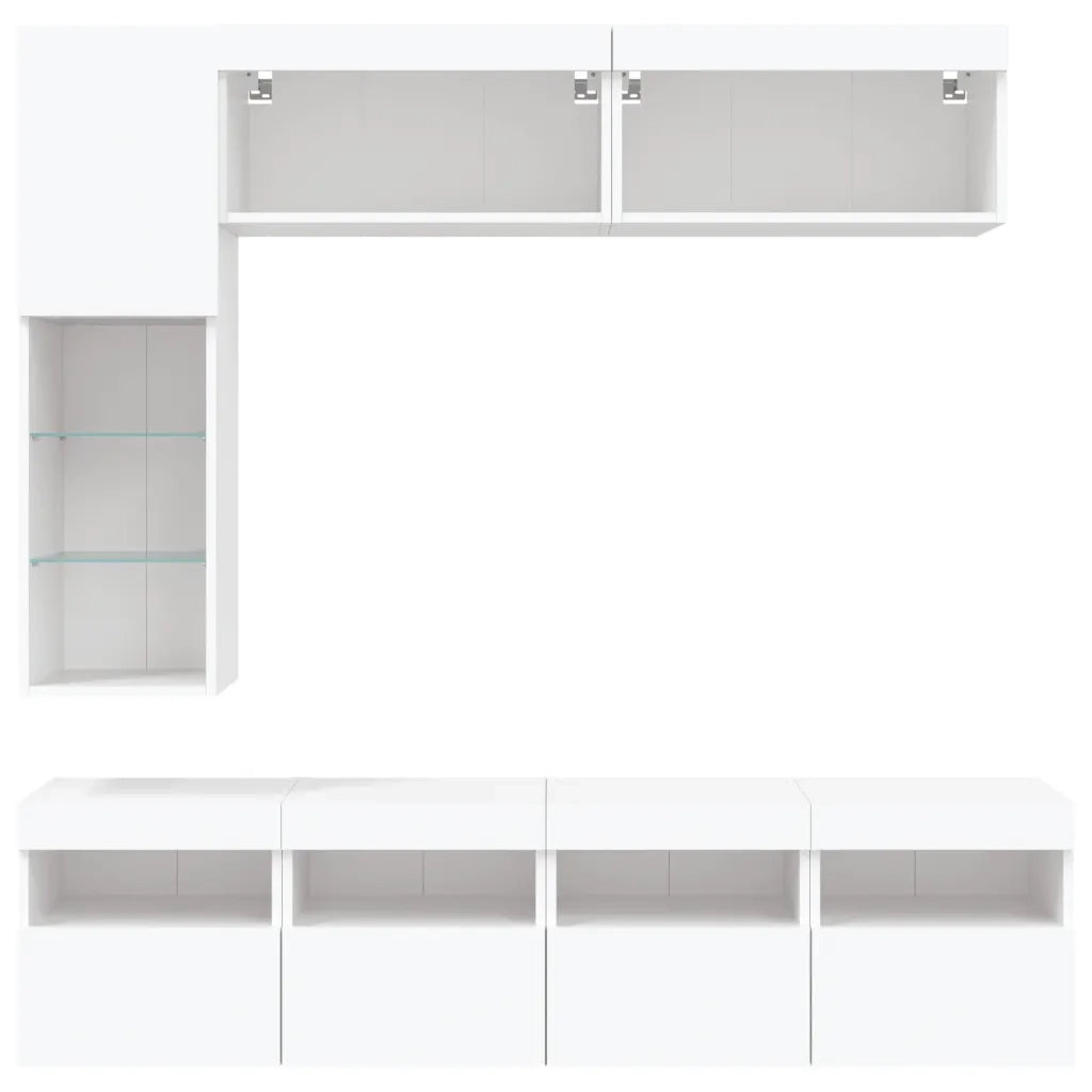 Set Mobili TV a Muro 7 pz con Luci LED Bianco 3216757