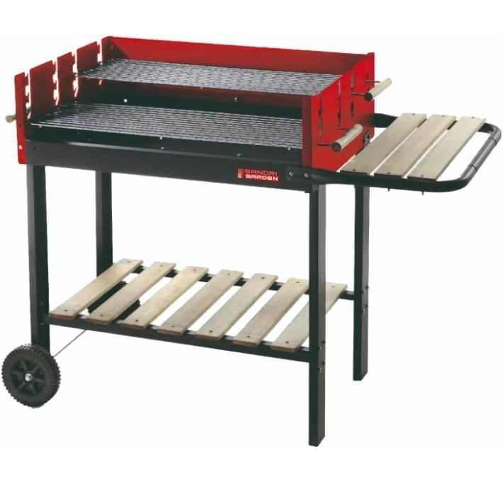 Sandrigarden SG 73-53 Barbecue a Carbone 73x53 cm 2 Griglie Cromate Regolabili Paravento con Ruote