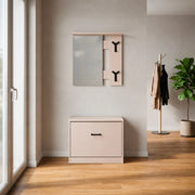 Mobile Ingresso Limone41A con Specchio, Appendiabiti e Scarpiera Beige