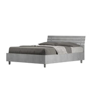 Letto matrimoniale francese contenitore 140x200 testata inclinata con doghe cemento Ankel