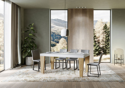 Tavolo Allungabile 180/440x90x77 cm Spimbo Mix  piano Bianco Frassino gambe Quercia Natura