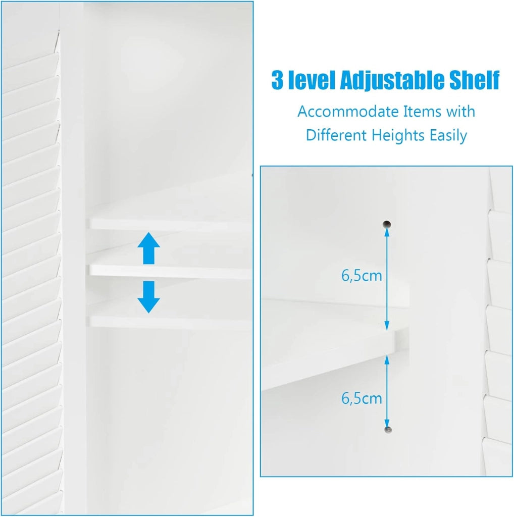 Armadio Angolare, Mobile Angolare con 3 Ripiani e 2 Ante, Adatto per Bagno, Ingresso, Soggiorno, Camera da Letto, Ufficio, 3 Colori, 63x31,5x81cm (bianco)