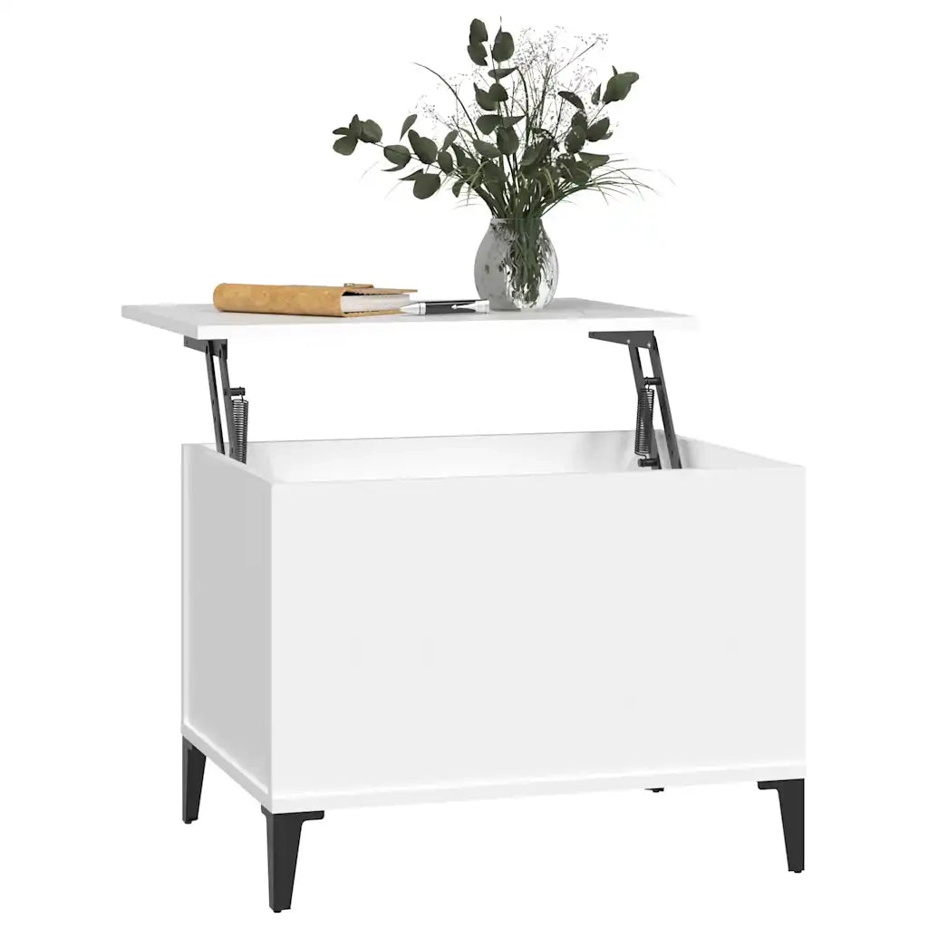 Tavolino da Salotto Bianco 60x44,5x45 cm in Legno Multistrato 819572