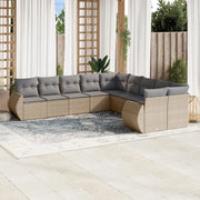 Set Divano da Giardino 10 pz con Cuscini Beige in Polyrattan 3254246