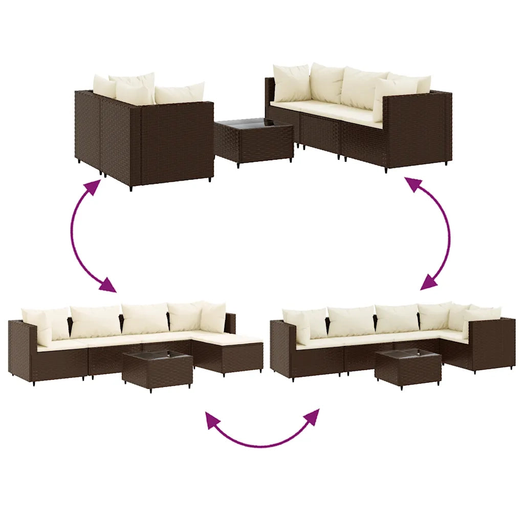 vidaXL Set Mobili da Giardino 6pz con Cuscini in Polyrattan Marrone