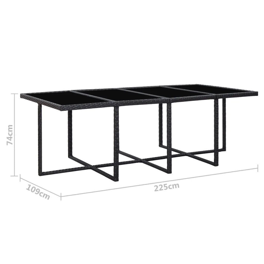 Set da Pranzo da Giardino 13 pz con Cuscini in Polyrattan Nero  cod mxl 50646