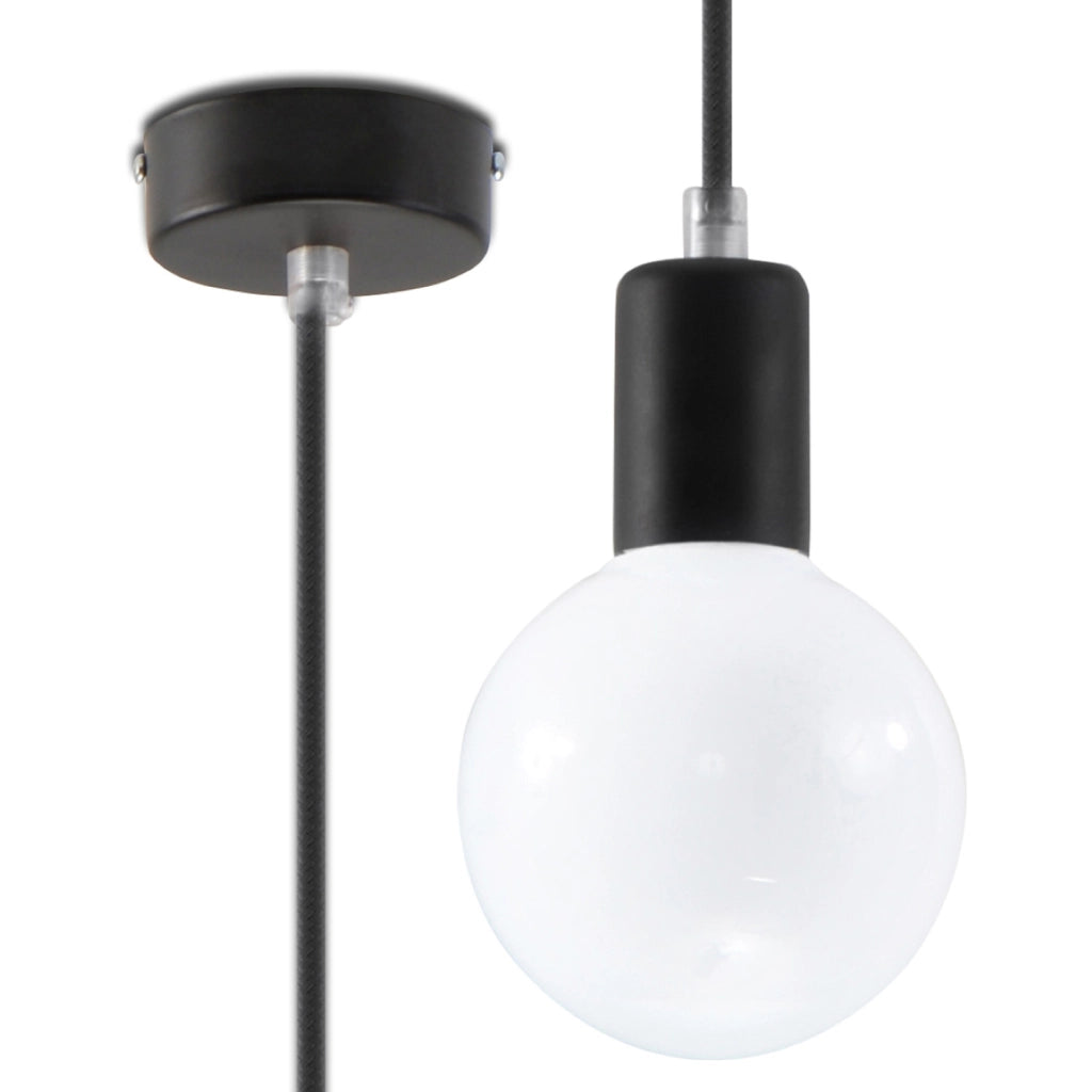 Lampada sospensione Nikolo nera metallo E27 Pure Lume