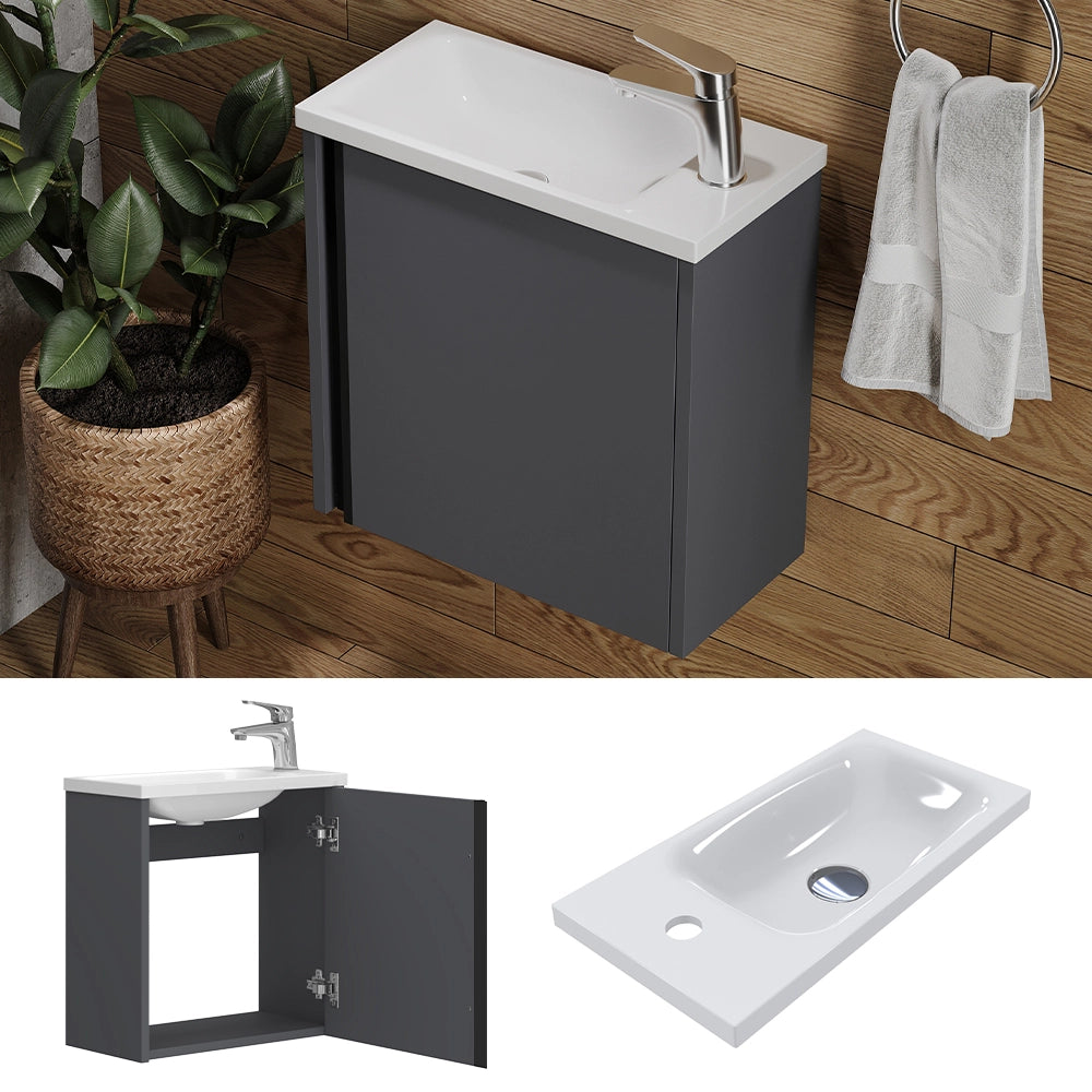 Set di mobili da bagno Kleo Antracite 2 pezzi Vicco