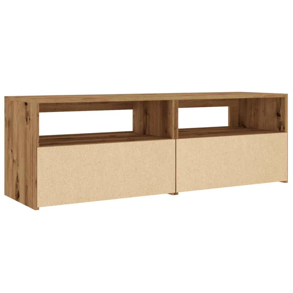 Mobile TV multimediale mensola TV credenza mobile TV sala da pranzo soggiorno camera da letto con luci LED rovere lavorato a mano legno marrone ingegnerizzato 02_0026709