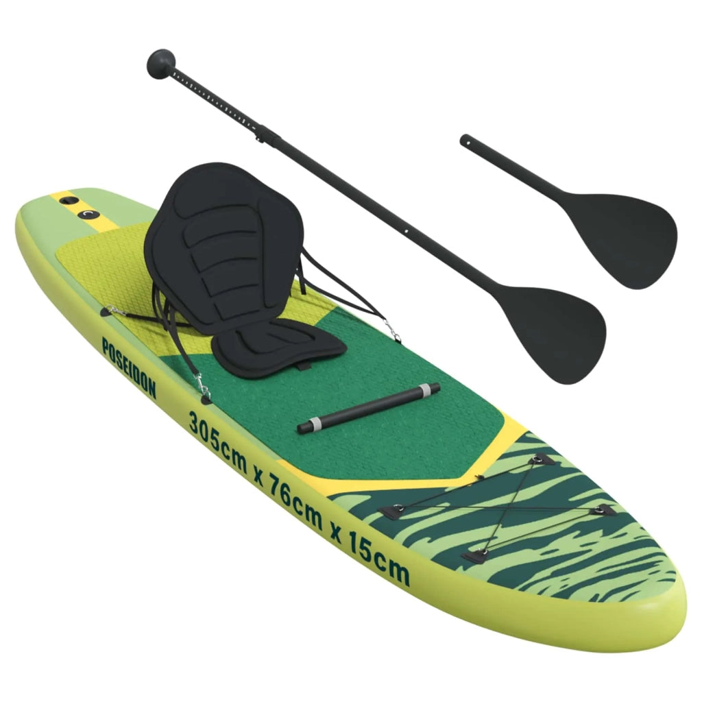SUP Board con Seggiolino 2-in-1 POSEIDON 305 x 76 x 15 cm Verde 42039127
