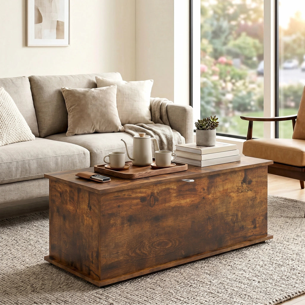 Panca Contenitore in Legno ¨C Zephmum ¨C 100x40x40 cm, Marrone