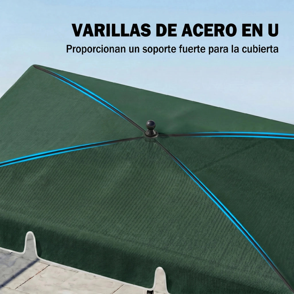 Ombrellone da Giardino ¨C Zephmum ¨C Verde 2x1.3x2.5 m