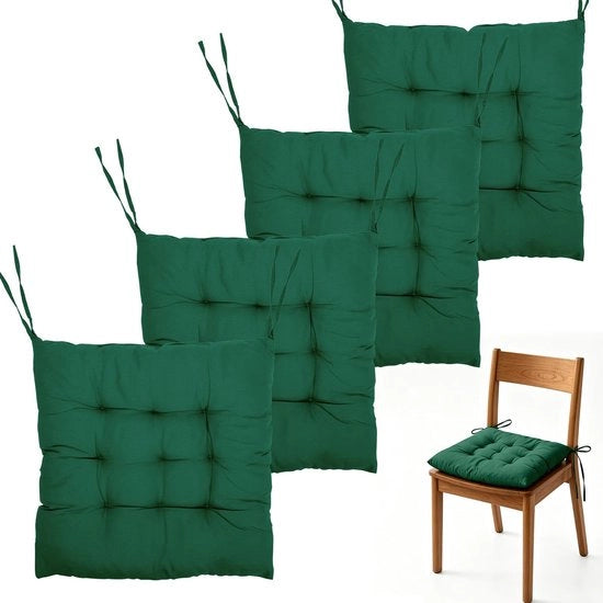 Sediletto con Fili di Lint - 4 Pezzi - 40x40 cm - Sedile per Interno/Esterno - Impiallacciatura con Pizzo - Regolabile e Comodo