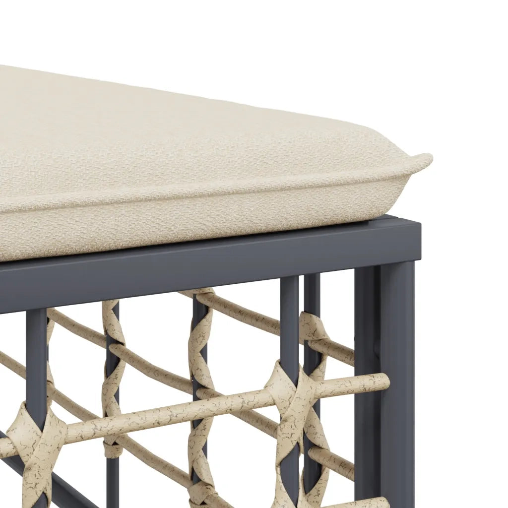 Poggiapiedi da Giardino con Cuscino in Polyrattan Beige CFW5009860