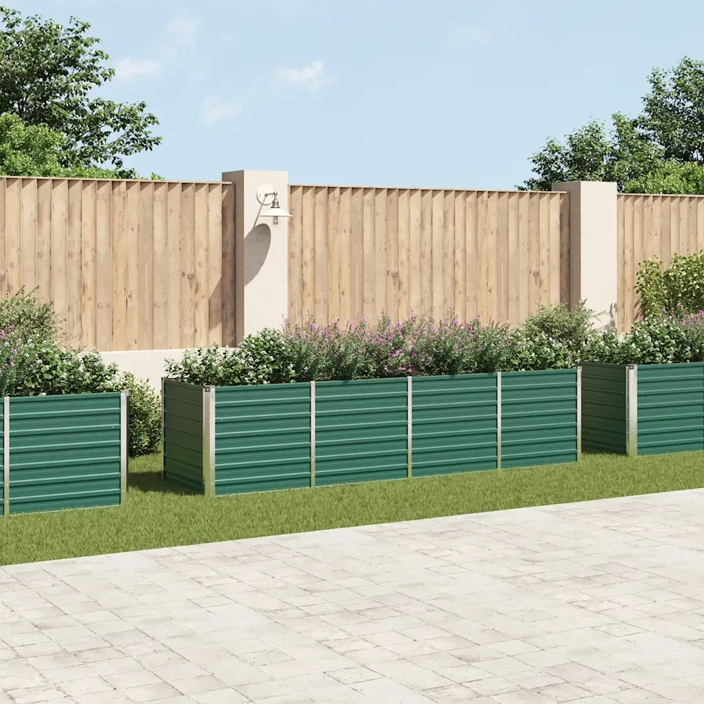 Letto Rialzato Giardino in Acciaio Zincato 320x80x77 cm Verde cod mxl 59335