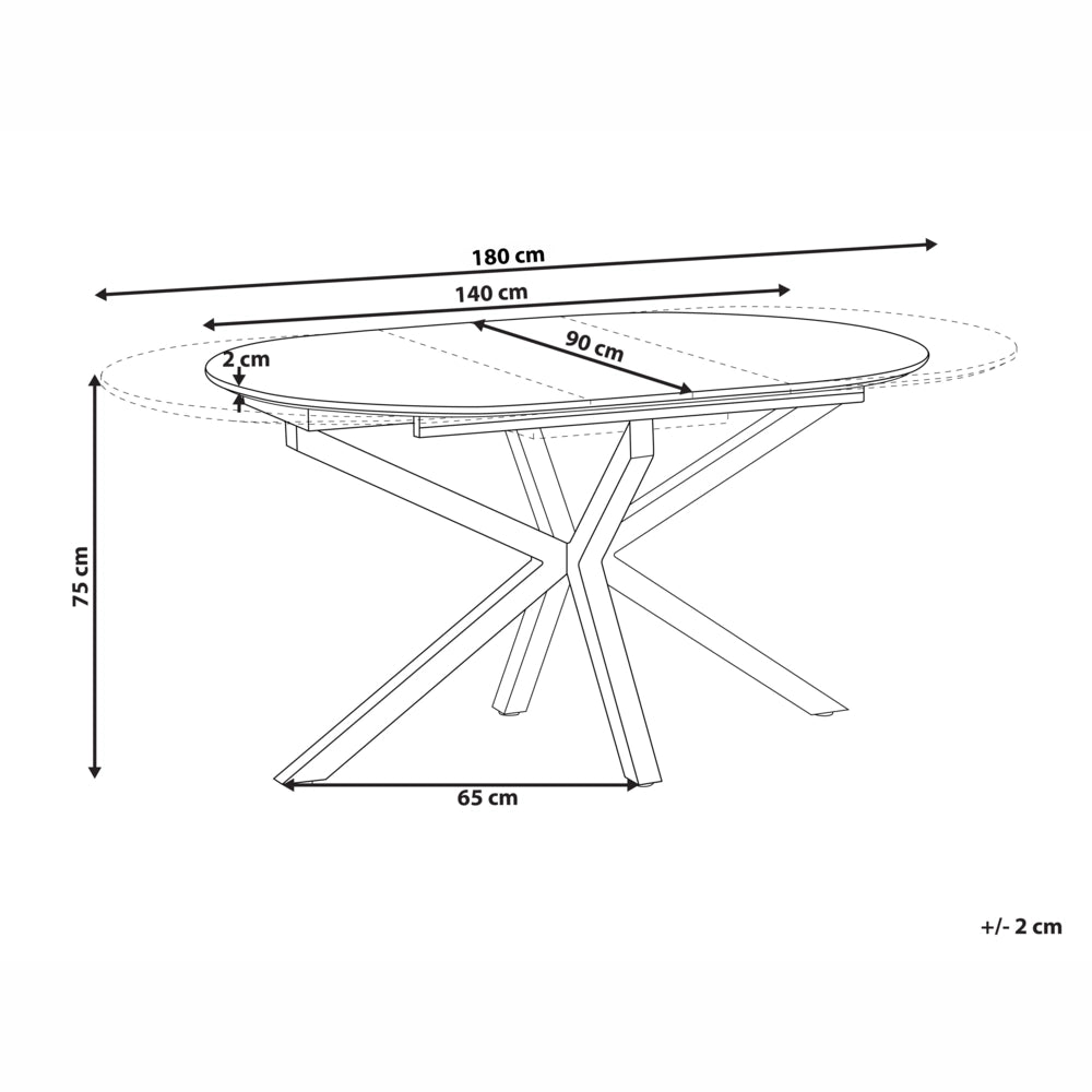 Tavolo da pranzo marrone nero con piano in MDF e gambe in ferro 140/180 x 90 cm allungabile ovale moderno sala da pranzo cucina