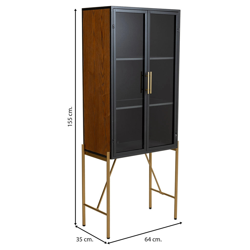 Armadio in legno e metallo marrone 64x35x155h