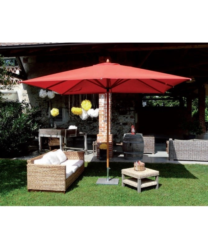Ombrellone palo centrale Fibrasol wood Made in Italy - 300 x 400 cm - Rosso