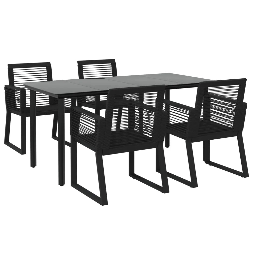 Set da Pranzo da Giardino 5 pz Nero in Rattan PVC 3156544