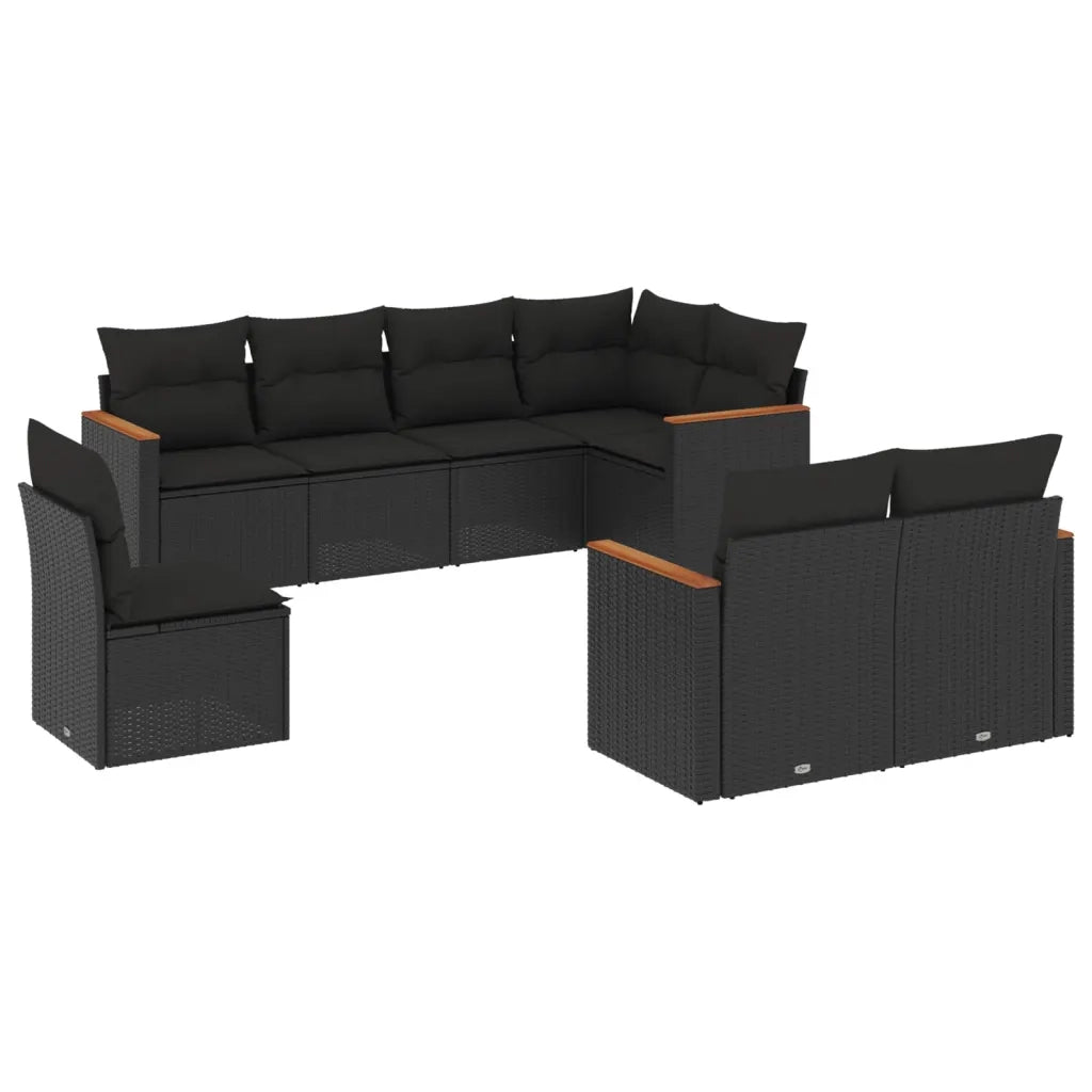 Set Divani da Giardino con Cuscini 8 pz Nero in Polyrattan 3226160