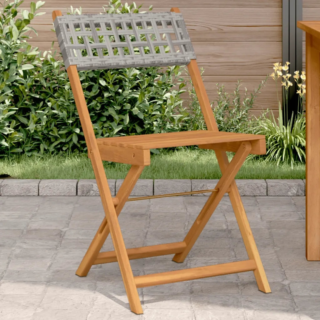 Sedie da BistrÃ² 2 pz Grigie Legno Massello Acacia e Polyrattan