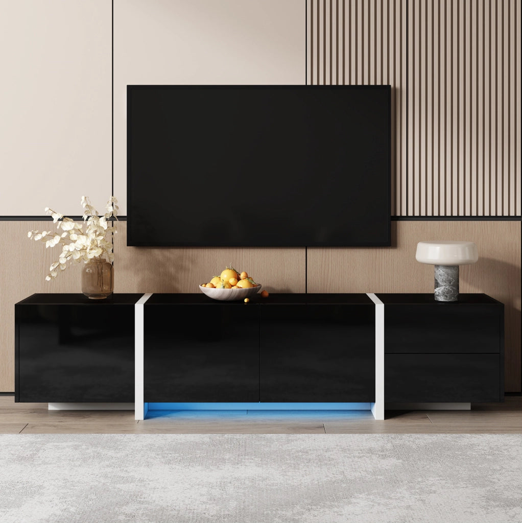 Mobile TV moderno 170 cm nero e bianco con ante e cassetto