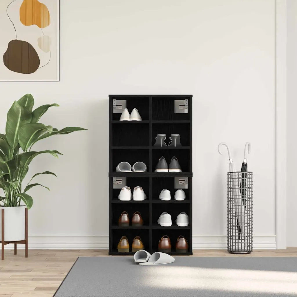 Mobile per scarpe 2 pz-Set di 2 Scarpiera Rovere Nero 52 x 30 x 50,5 cm