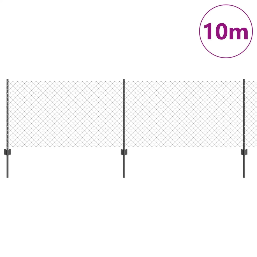 Recinzione a maglie con palo 10 x 0,8 m Grigio Rete 3336259