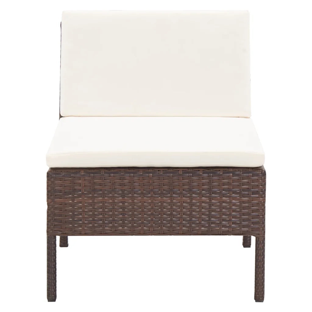Set Divani da Giardino 3 pz | Set Salotto da Giardino con Cuscini in Polyrattan Marrone
