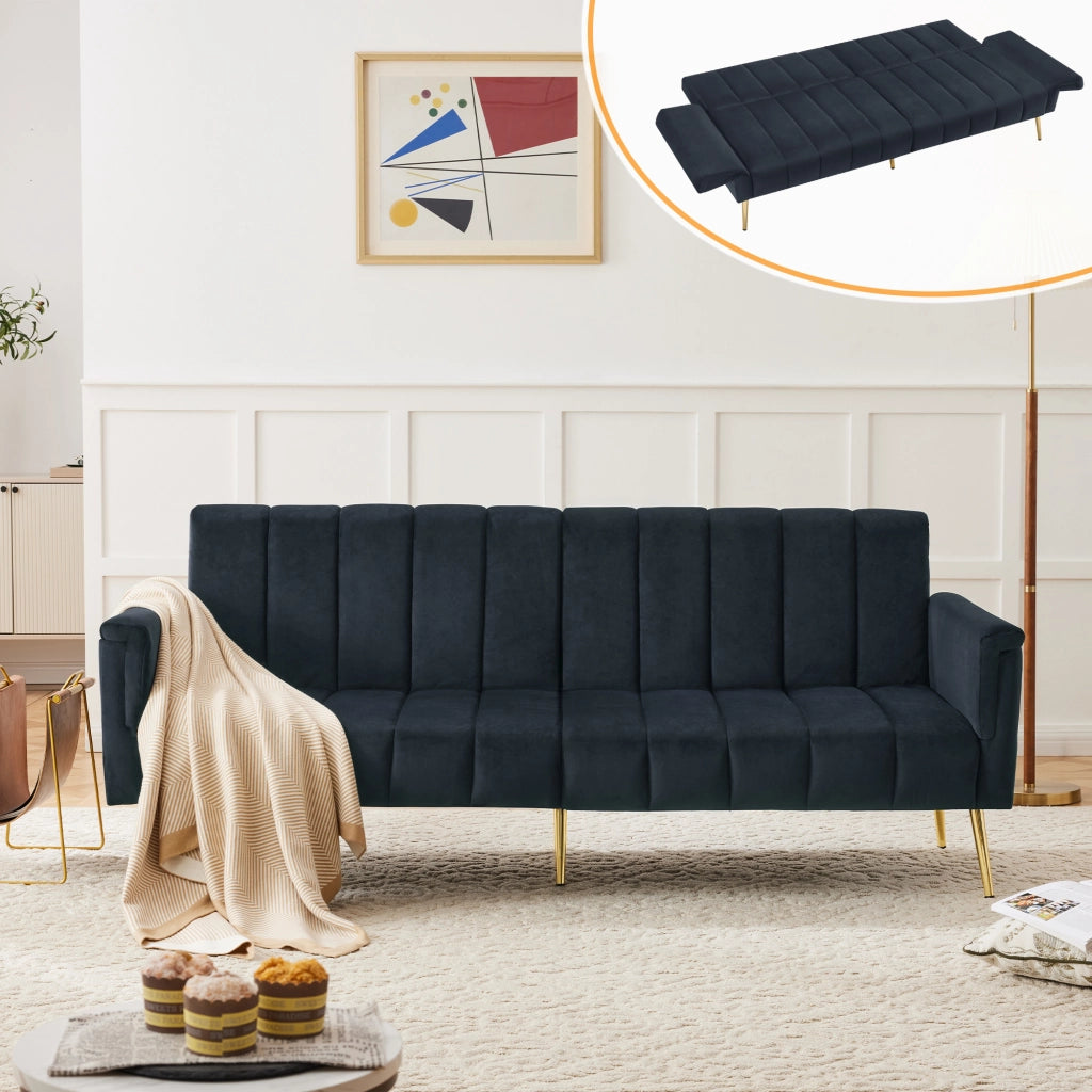 Divano letto pieghevole moderno - Zephmum - Velluto, funzione sonno, piedini di supporto