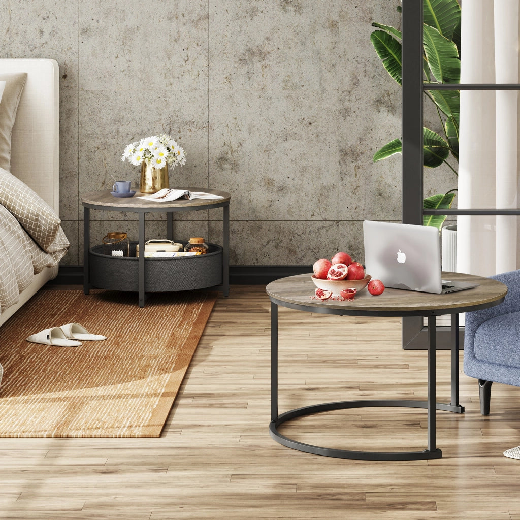 Tavolo rotondo moderno ¨C zephmum ¨C effetto quercia grigia 80 cm