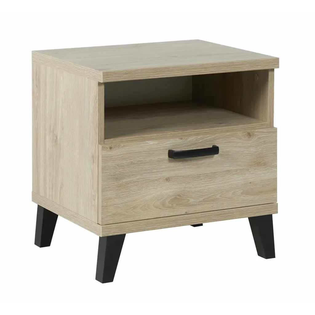 Tavolino da letto DANAÉ – 1 cassetto + 1 nicchia – Rovere chiaro – Camera bebè e bambino