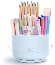 Organizzatore da scrivania 360 gradi con 5 compartimenti per ufficio, scuola, matite e altre necessità di lavoro (azzurro chiaro)