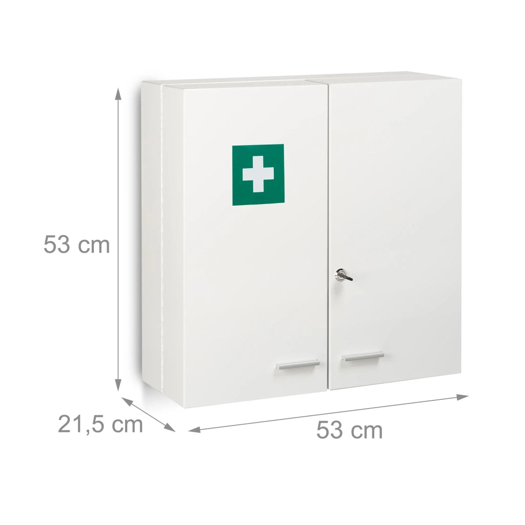 Armadietto portamedicine chiudibile a chiave da appendere 100 x 40 x 20 cm con 11 scomparti moderno in acciaio bianco 13_0011266