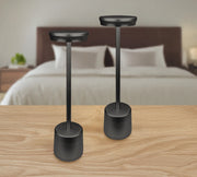Coppia Di Lampada Da Tavolo LED Set 2 Pezzi Design Moderno Senza Fili Ricaricabile Controllo Touch Selezione Colore Intensità Dimmerabile Altezza Regolabile Con Adattatore Per Bottiglia 3000/4500/600K AbatJour Comodino 2Pz-Reverse-Nero