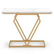Consolle stretta 100 x 29,5 x 80 cm stile moderno con cornice geometrica in MDF bianco e oro 20_0013841