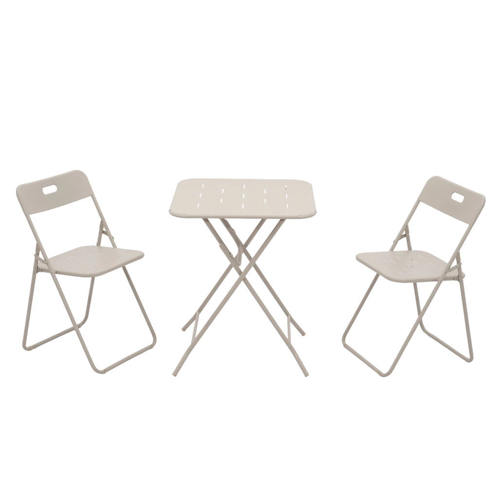 Set da Esterno Pieghevole in Acciaio Beige