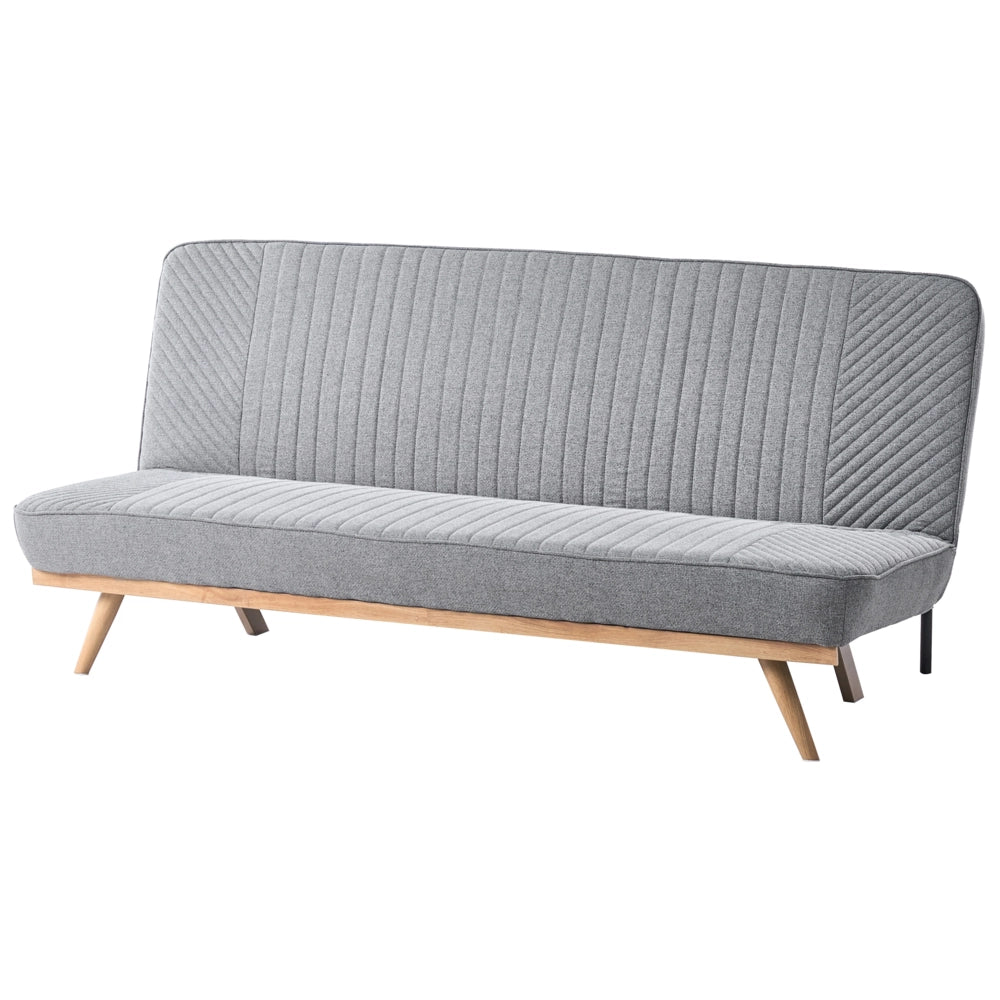 Divano letto Grigio Rivestimento in tessuto Gambe in metallo 2 posti Seduta con schienale imbottito Design moderno Senza braccioli