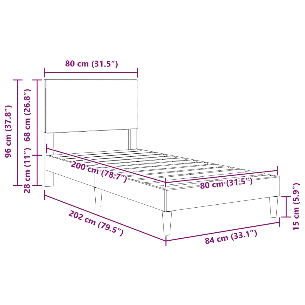 Struttura del letto Grigio Verde Chiaro 80 x 200 cm 42027707