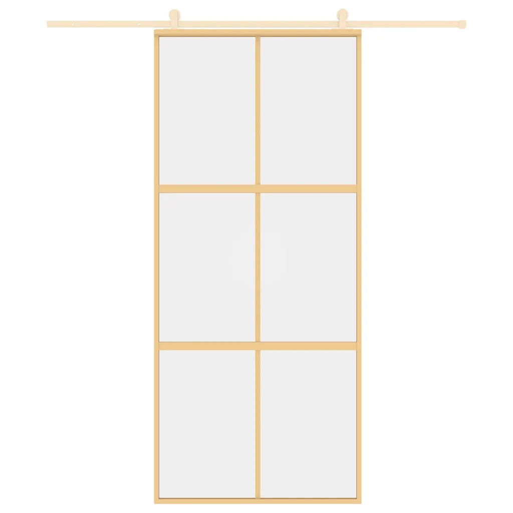 Porta Scorrevole Dorata 90x205 Vetro Trasparente ESG Alluminiocod mxl 86716