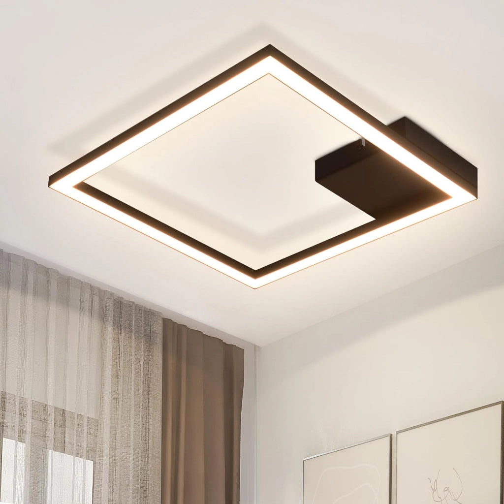ZMH Lampada da soffitto plafoniera LED quadrata nera 3000K moderna per soggiorno corridoio cucina