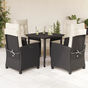 Set da Pranzo da Giardino 5 pz Nero con Cuscini in Polyrattancod mxl 87017